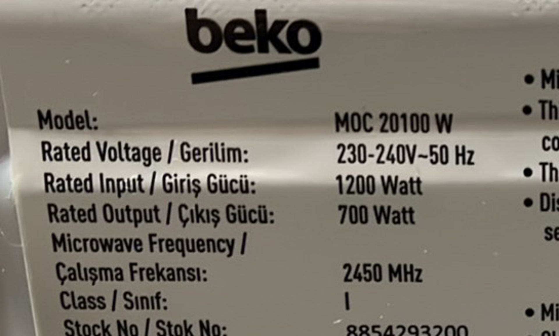 Beko MOC20100 20 Litre Microwave - Image 4 of 4