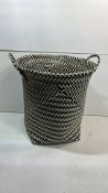 Soft Weaved Back and White Laundry Basket