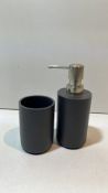 2 Piece Bathroom Set Including Soap Dispenser,Toothbrush Holder