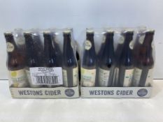 16 x Bottles Of Weston's Wyld Wood Organic Medium Dry Sparkling Cider - Best Before Oct 2022