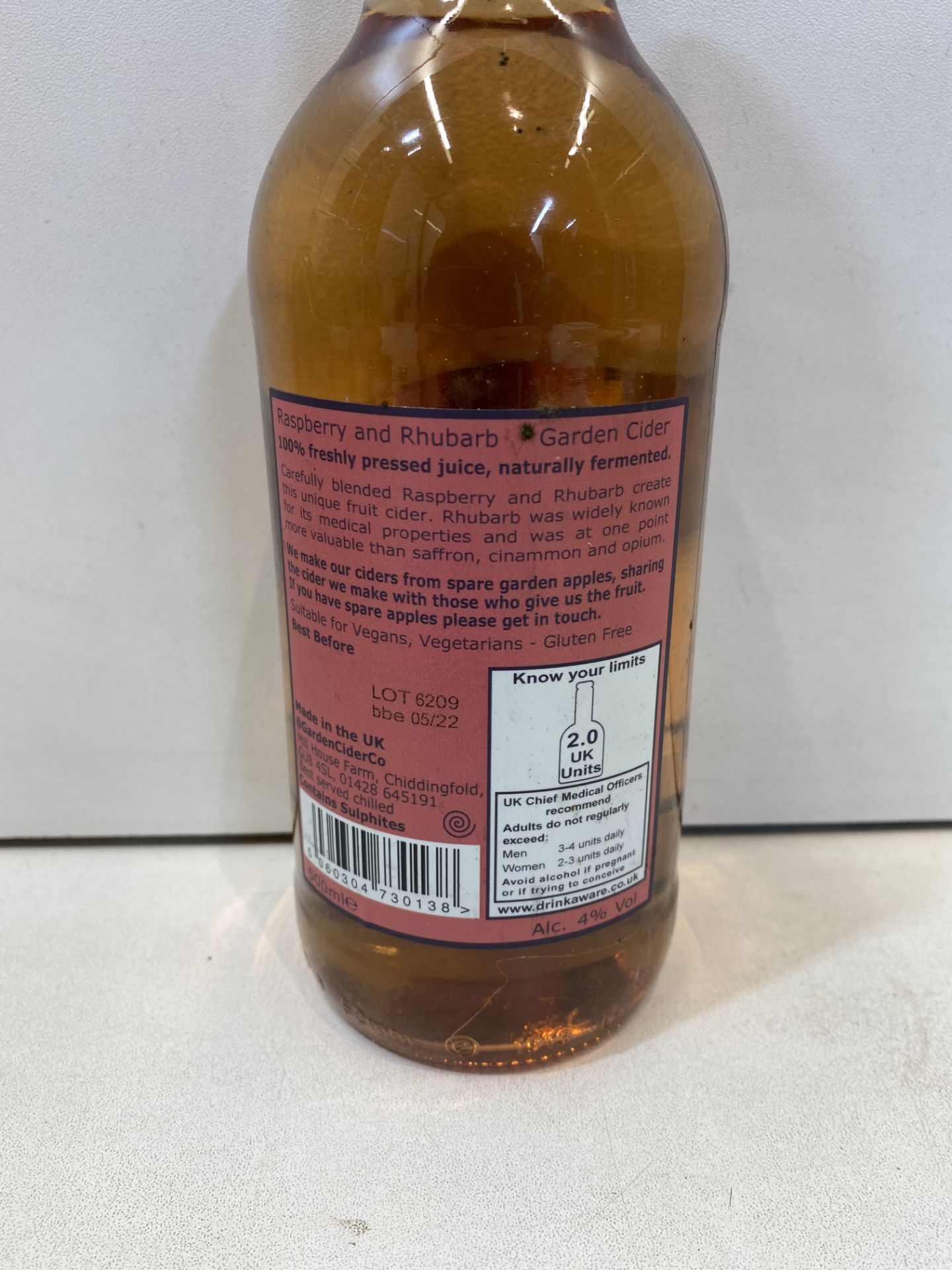 30 x Bottles Of The Garden Cider Company Raspberry & Rhubarb Cider - Best Before Date 05/22 - Image 2 of 4
