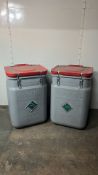 2 x Mena Plastic Lidded Bins/Containers