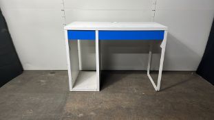 White And Blue Computer Desk