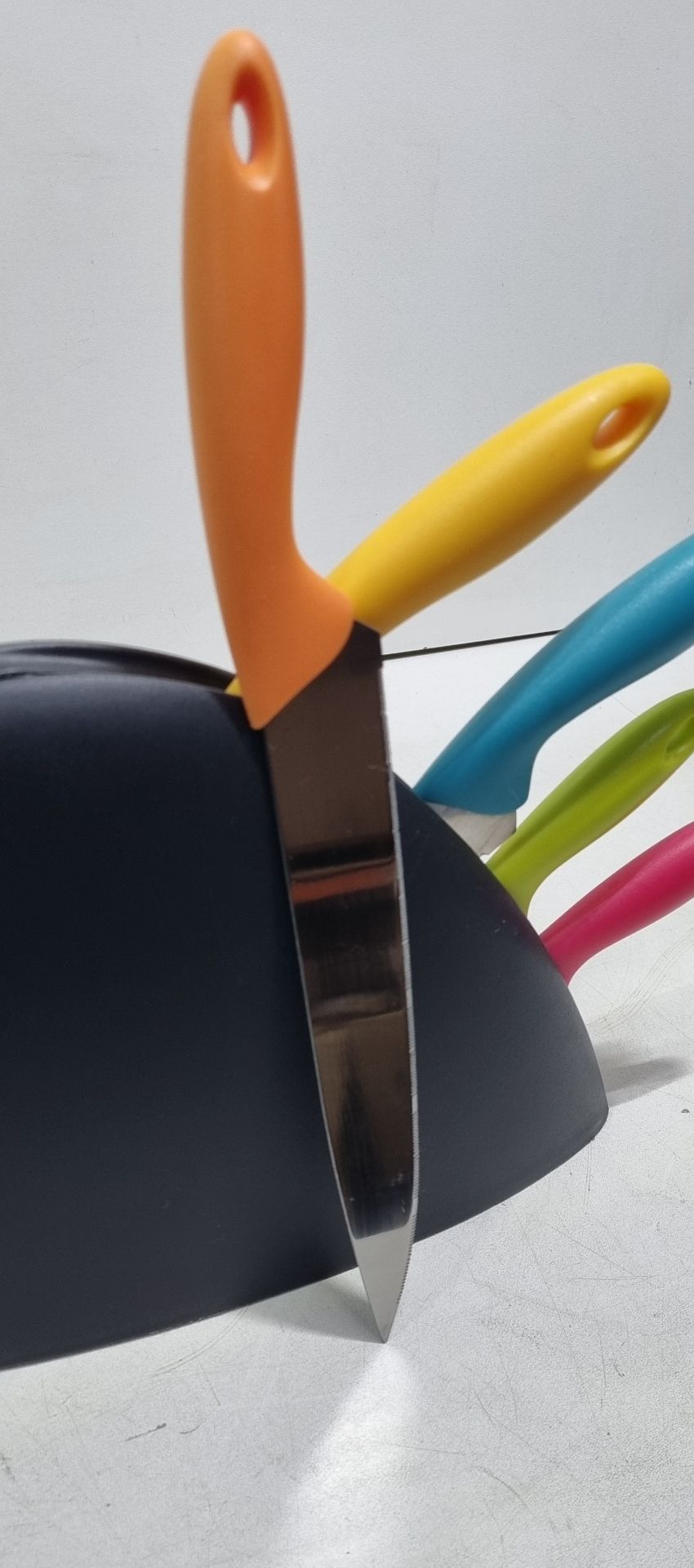 Black Base/ Multicoloured 5 Kitchen Knife Block Set - Image 2 of 2