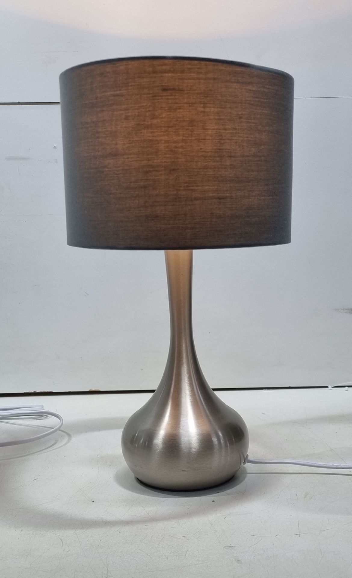 Pair of Bedside Lamps w/ Grey Shades/Chrome Base - Image 2 of 3