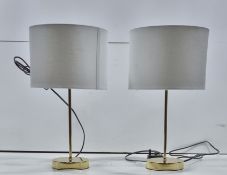 Pair of Bedside Lamps w/ White Shade/Brass Base