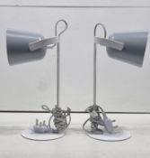 Pair of Bedside Spot Lamps Grey/White