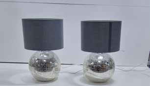 Pair of Bedside Lamps Distressed Silver Base W/ Grey Shade