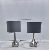 Pair of Bedside Lamps Silver Base W/ Grey Shades