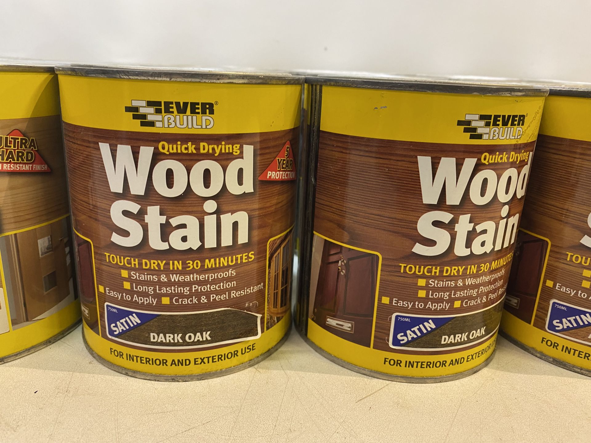 18 x Tubs Of Various Everbuild Wood Stain & Clear Varnish - See Photos & Description - Image 3 of 4