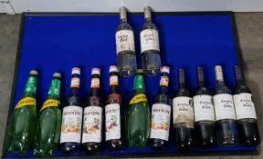 13 x Assorted Wines & Mixers In Wheeled Thermal Container