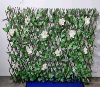White Flowered & Leaf Effect Covered Trellis 1300 x 1130mm