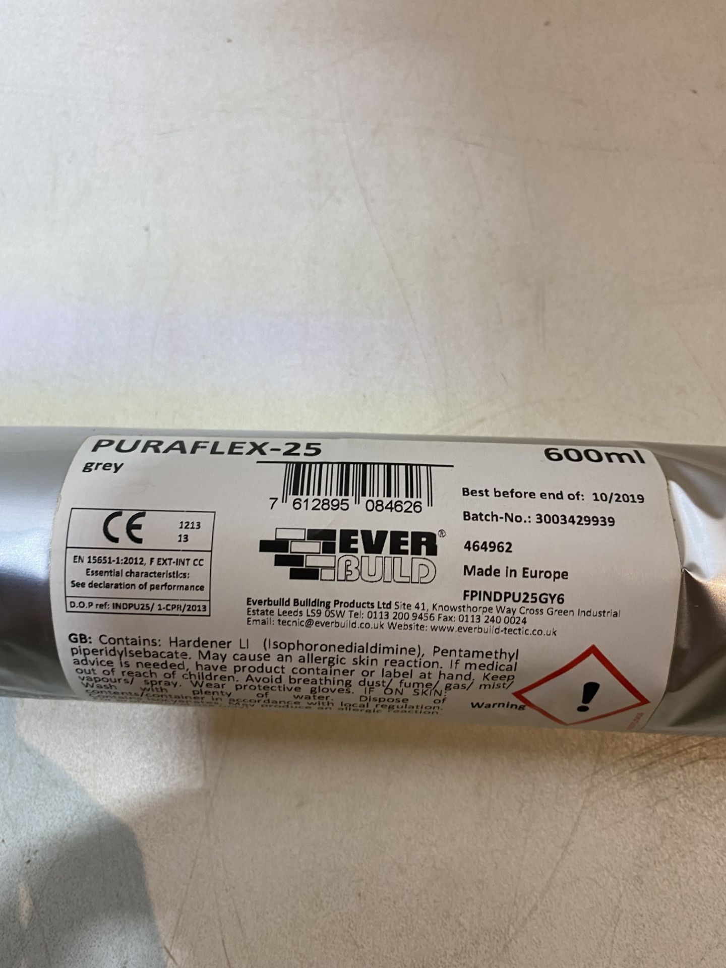 20 x Everbuild Industrial Puraflex 25 Sealant, 600ml - Best Before 10/2019 - Image 2 of 2