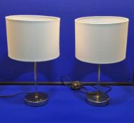 Pair Of Bedside Lamps Brass Stand, White Shade