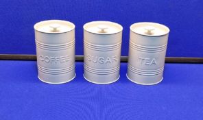 Coffee, Tea & Sugar Container Set In Matt Grey