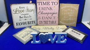 17 x Various Love and Wedding Themed Signs