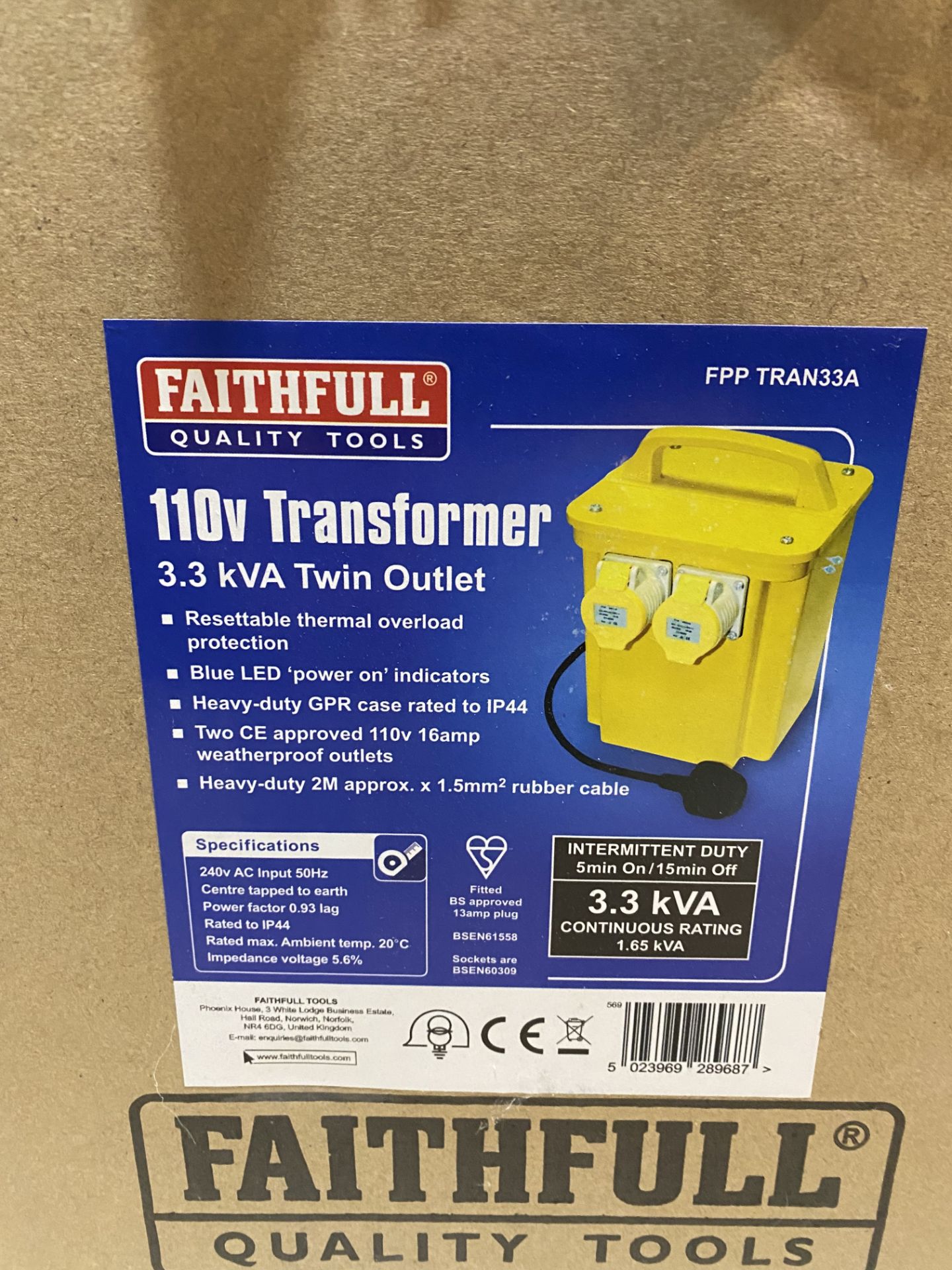 2 x 110v Portable Tool Transformers - Image 2 of 3