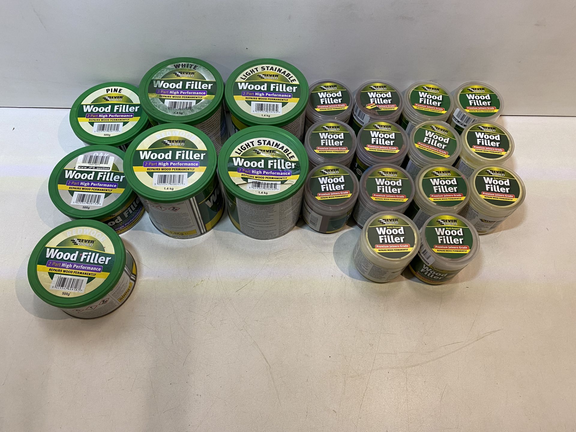 21 x Tubs Of Various Everbuild Wood Filler - See Photos