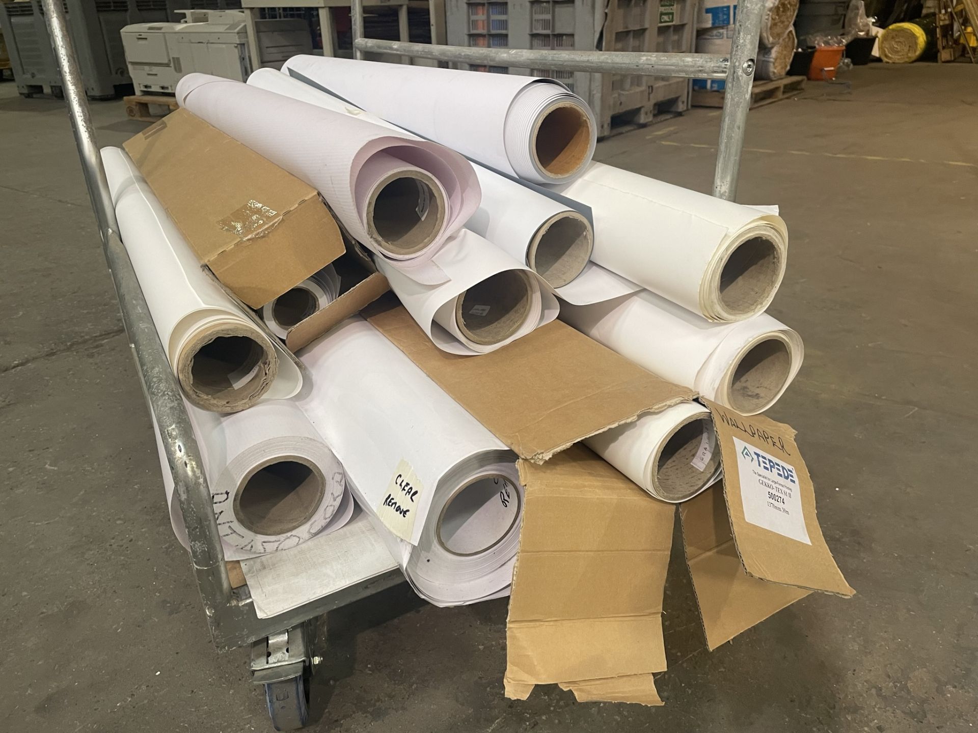 Quantity of Various Rolls of White Paper/Vinyl Stock - As Pictured w/ Display Stand - Image 5 of 5