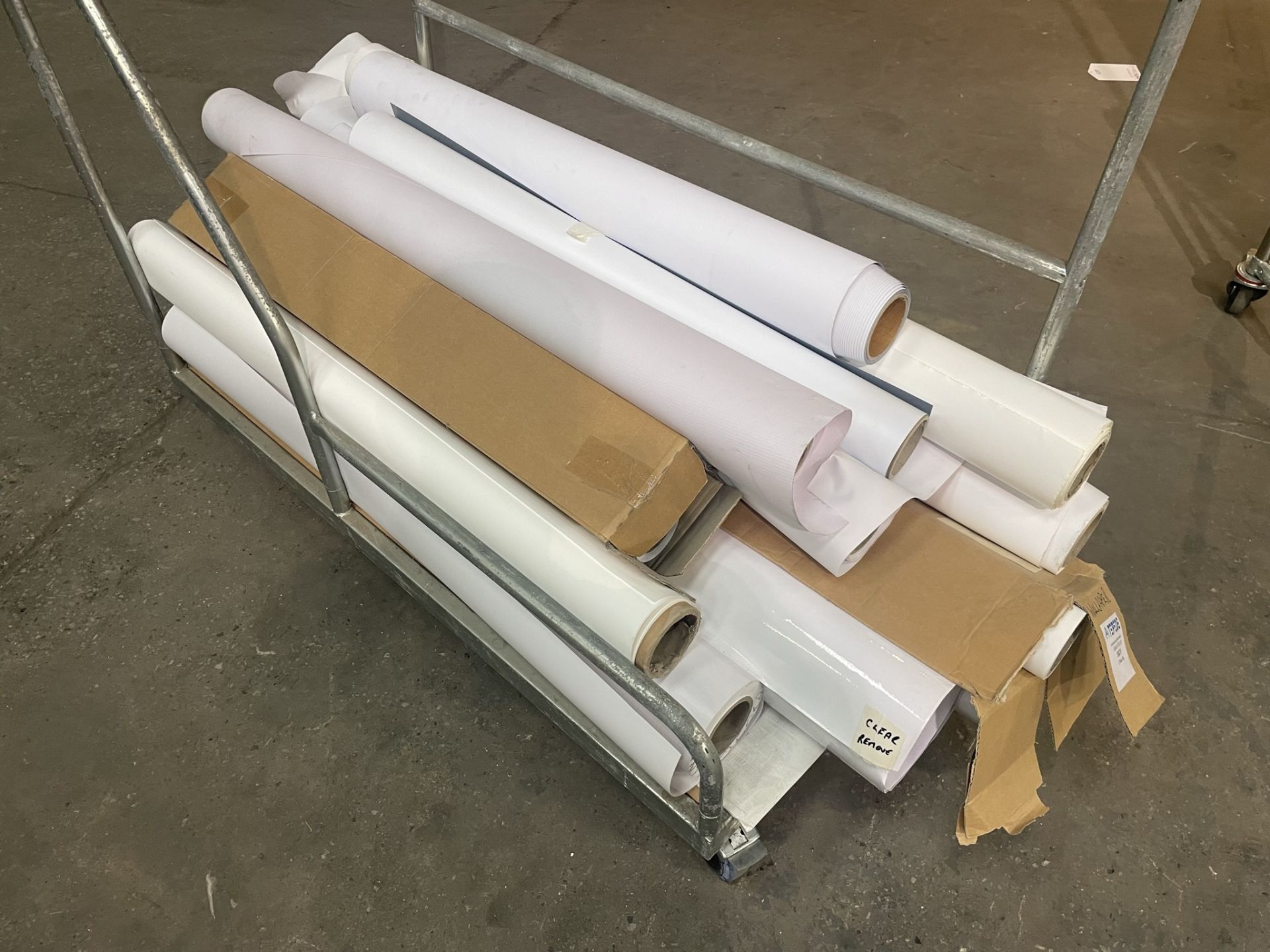 Quantity of Various Rolls of White Paper/Vinyl Stock - As Pictured w/ Display Stand - Image 4 of 5