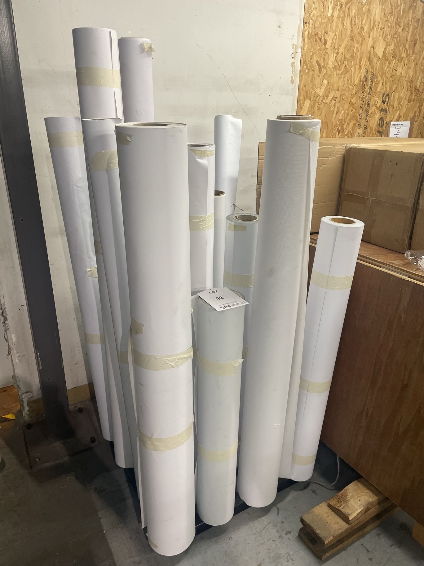 Quantity of Various Rolls of White Paper/Vinyl Stock - As Pictured w/ Display Stand - Image 2 of 5