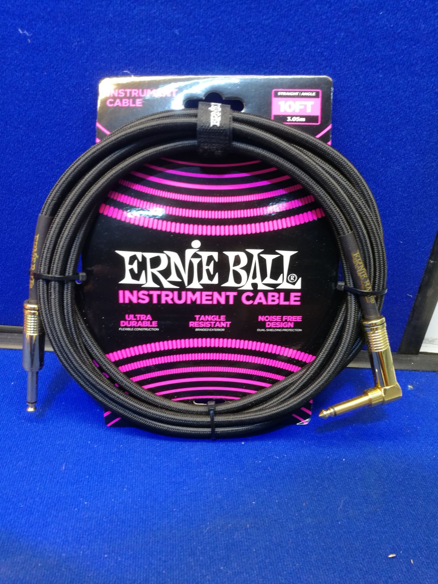 Ernie Ball Black 10 ft Straight/Angle Instrument Cable - P06081