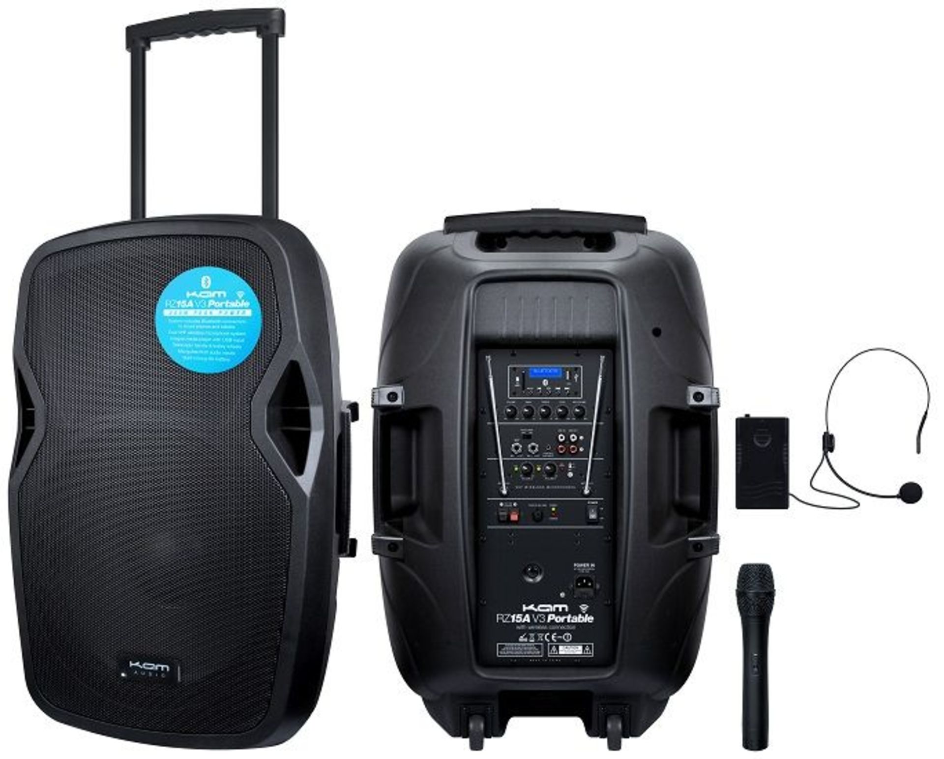 KAM RZ15A V3 Portable PA-BT Speaker System MISSING HEADSET & BODYPACK - Image 3 of 5