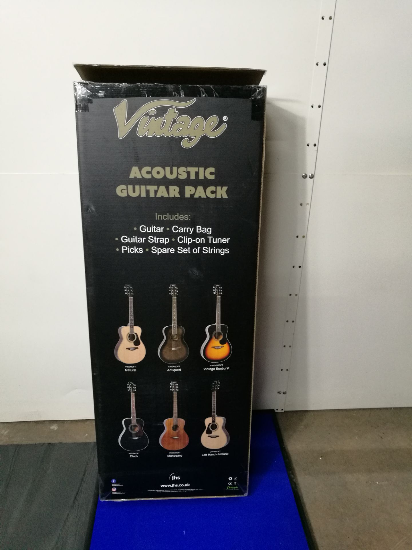 Vintage V300 Acoustic Folk Guitar Pack- Mahogany with Gig Bag, Tuner, Spare Strings & Picks - Image 8 of 10