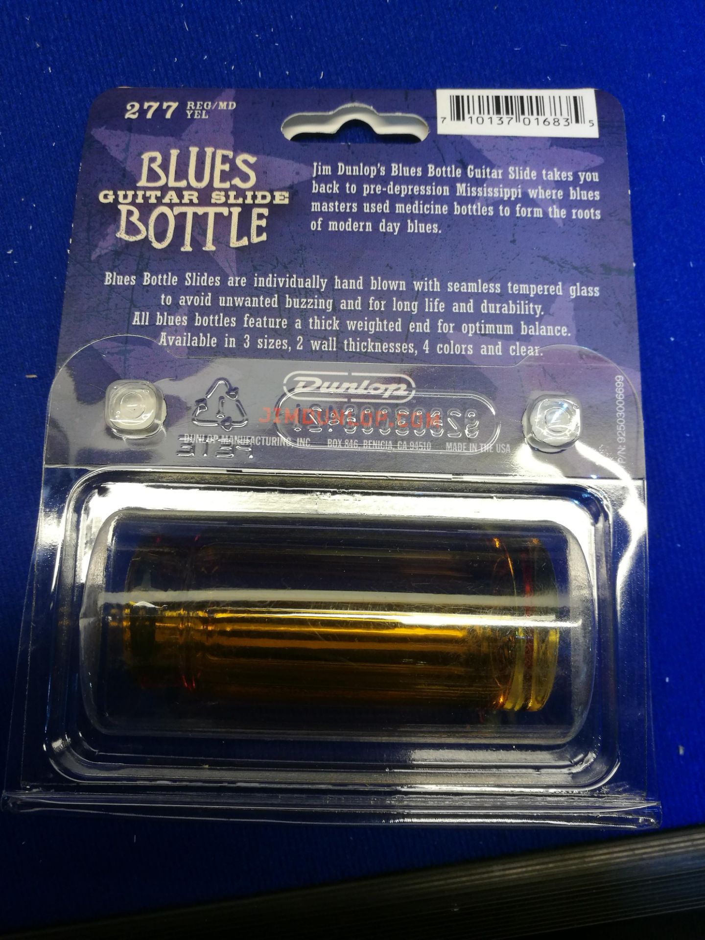 Jim Dunlop 277Yell Blues Bottle Medium Blue Glass Guitar Slide 277 - Yellow - Image 2 of 2