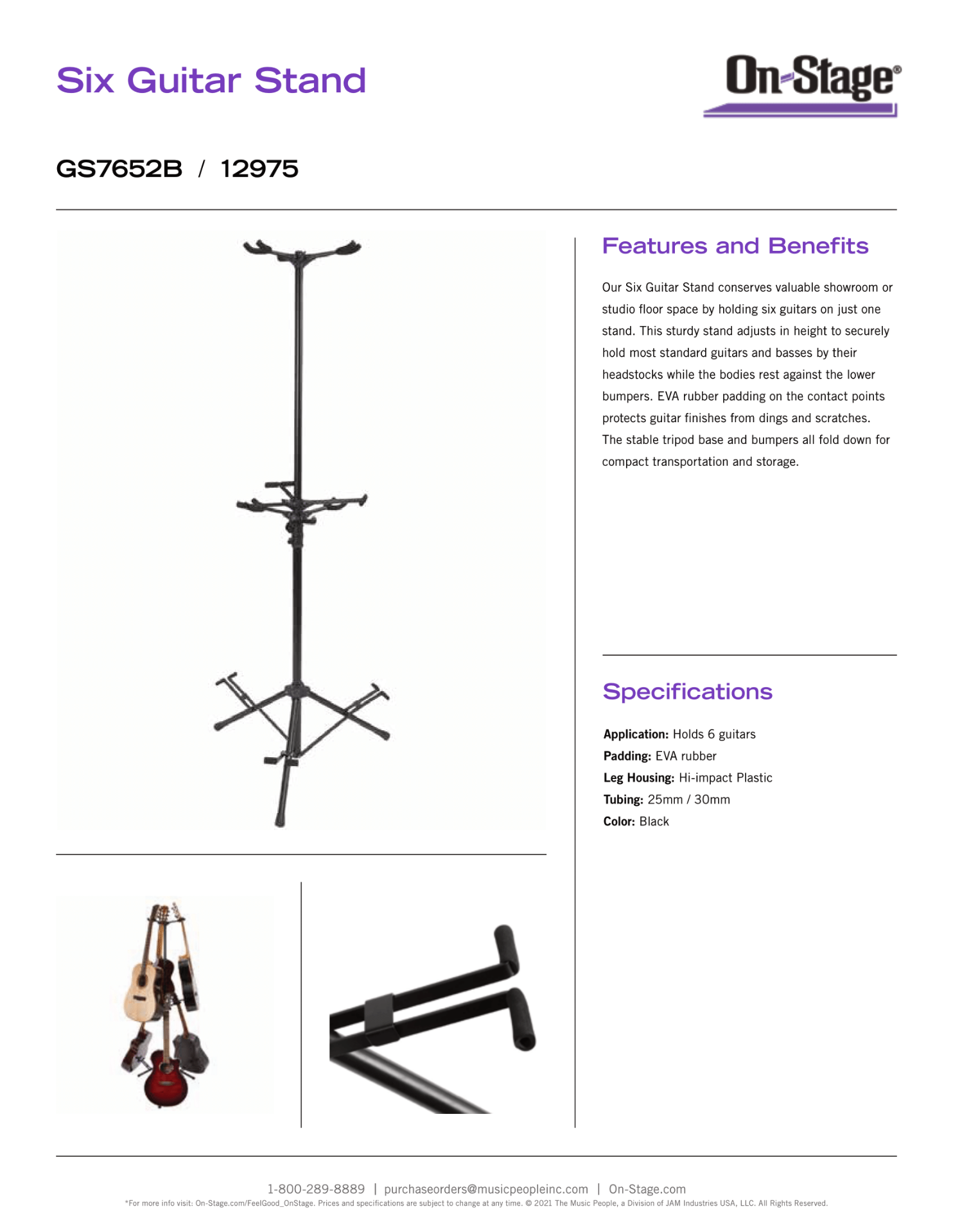 On-Stage Six-Guitar Stand GS7652B - Image 4 of 4