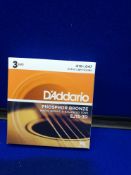 D'Addario EJ15-3D Phosphor Bronze Acoustic Guitar Strings, Extra Light, 3 Sets