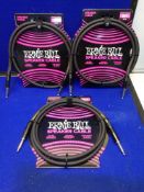 3x Ernie Ball 6ft Straight/Straight Black Speaker Cables - P06072