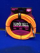 Ernie Ball Neon Orange 18 ft Braided Straight/Angle Instrument Cable - PO6084