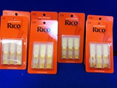 7x Packs D'Addario Rico Alto Saxophone Reeds - Various Strengths - 21 Reeds Total
