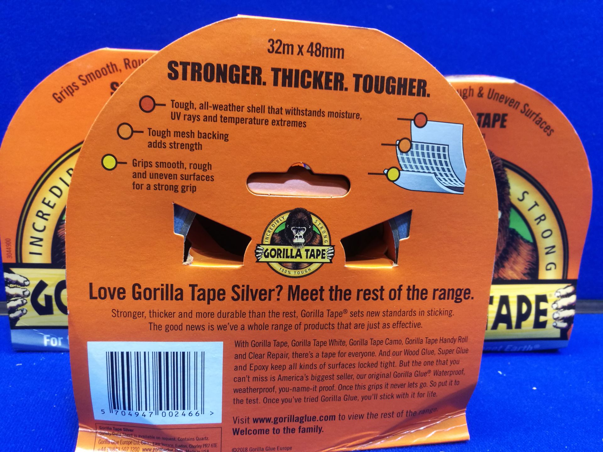 3x Rolls Gorilla Tape - Silver - 32m x 48mm - Image 2 of 2