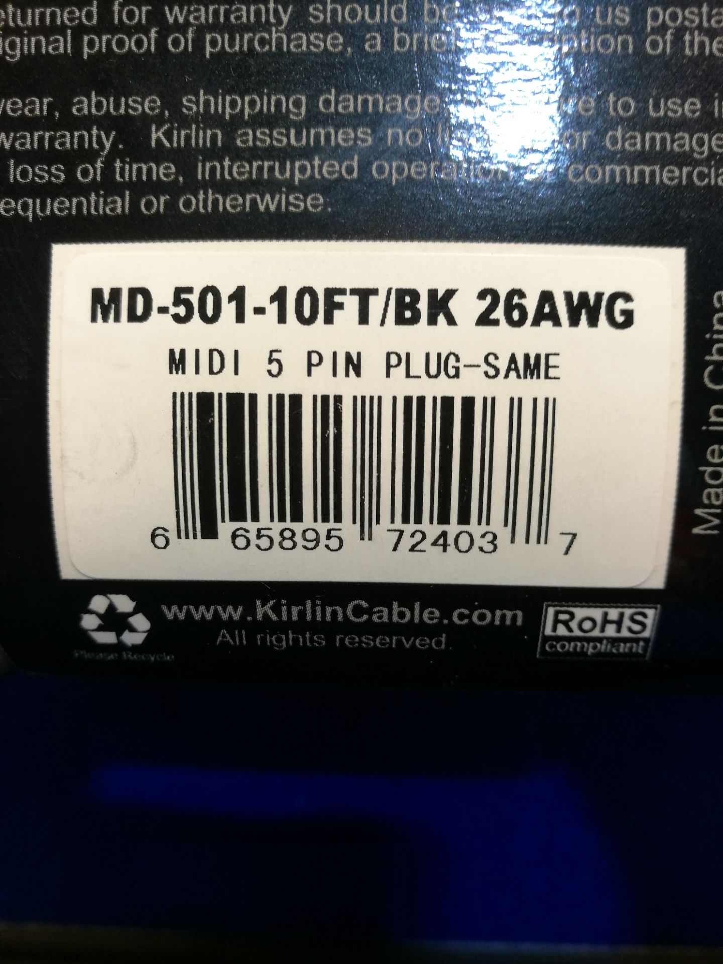 2x Kirlin Pro Deluxe 5 Pin Midi Cable 10 ft - MD-501-10FT - Image 3 of 3