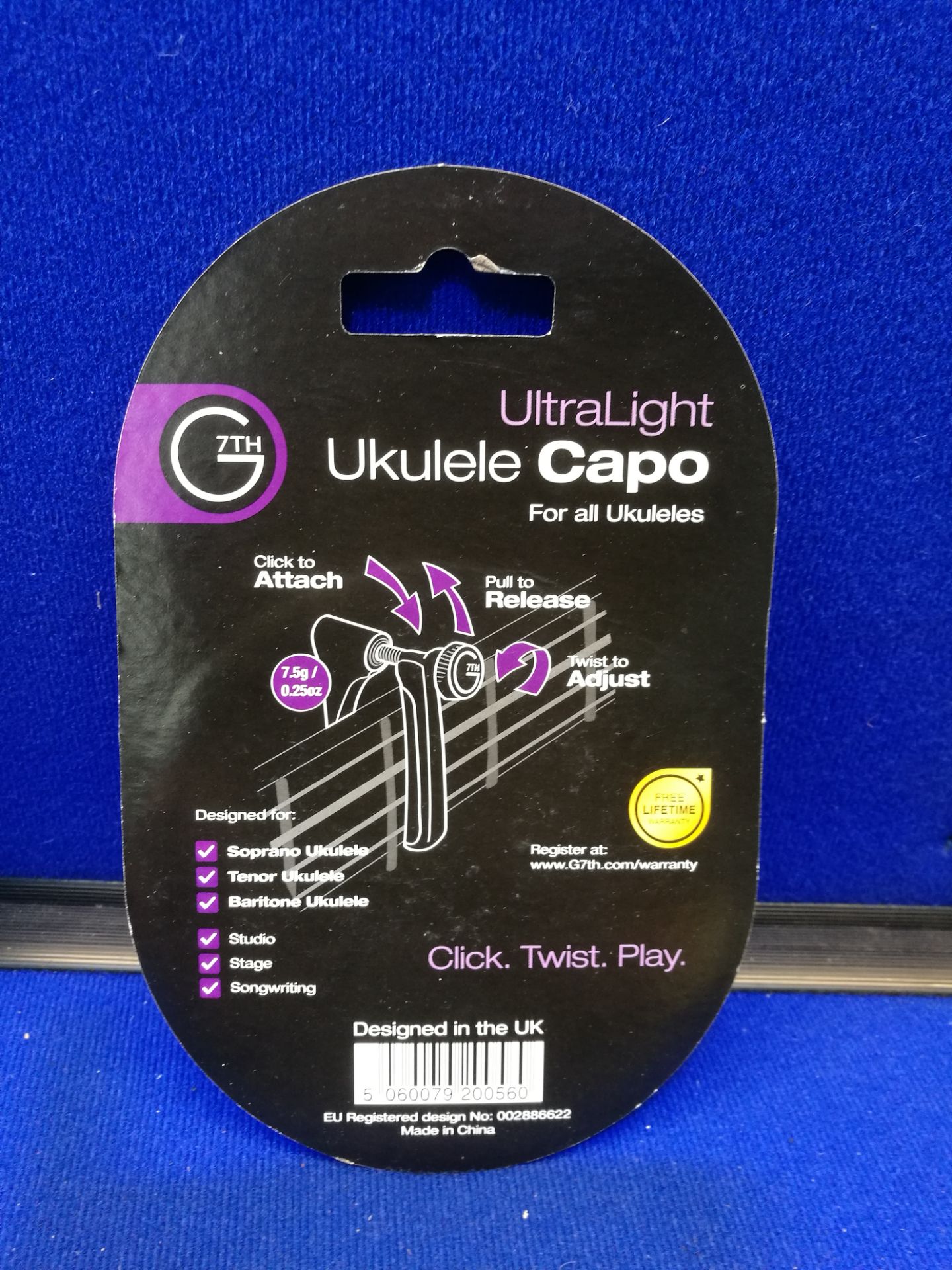 G7th UltraLight Ukulele Capo - Black - Image 2 of 2