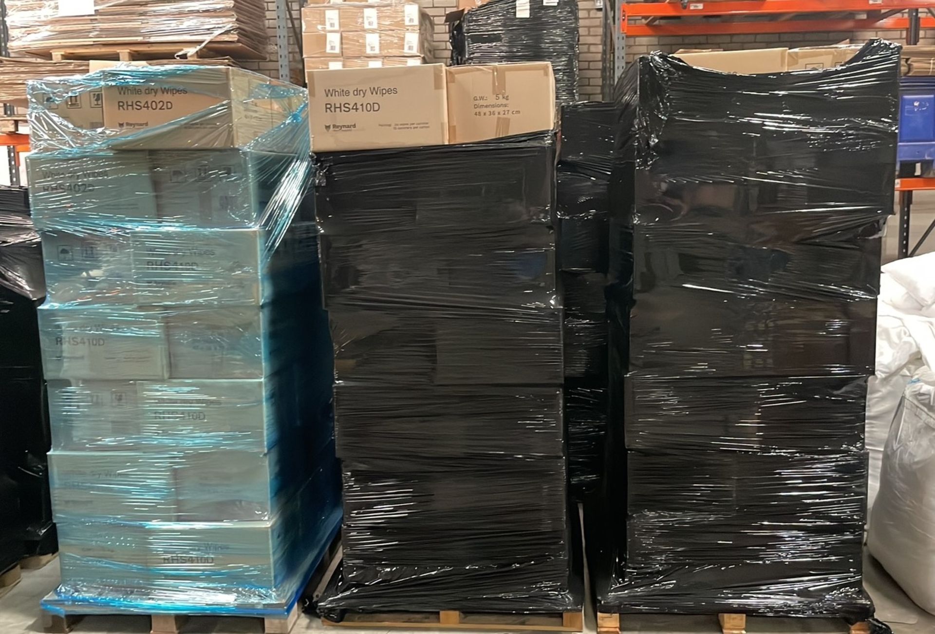 6 Pallets x 28 Boxes x 12 Tubs per Box x 160 Wipes per Tub of Dry Wipes | In Unbranded, Unlabelled,