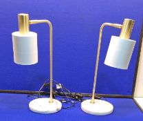 Pair Of Bedside Lamps Chrome Stand, White Shade
