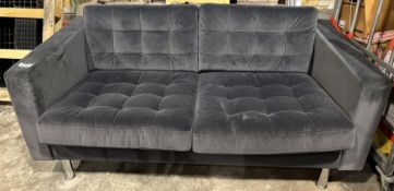 Grey Suede Effect 2 Seater Sofa