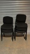 9 x Black Fabric Stackable Office Chairs