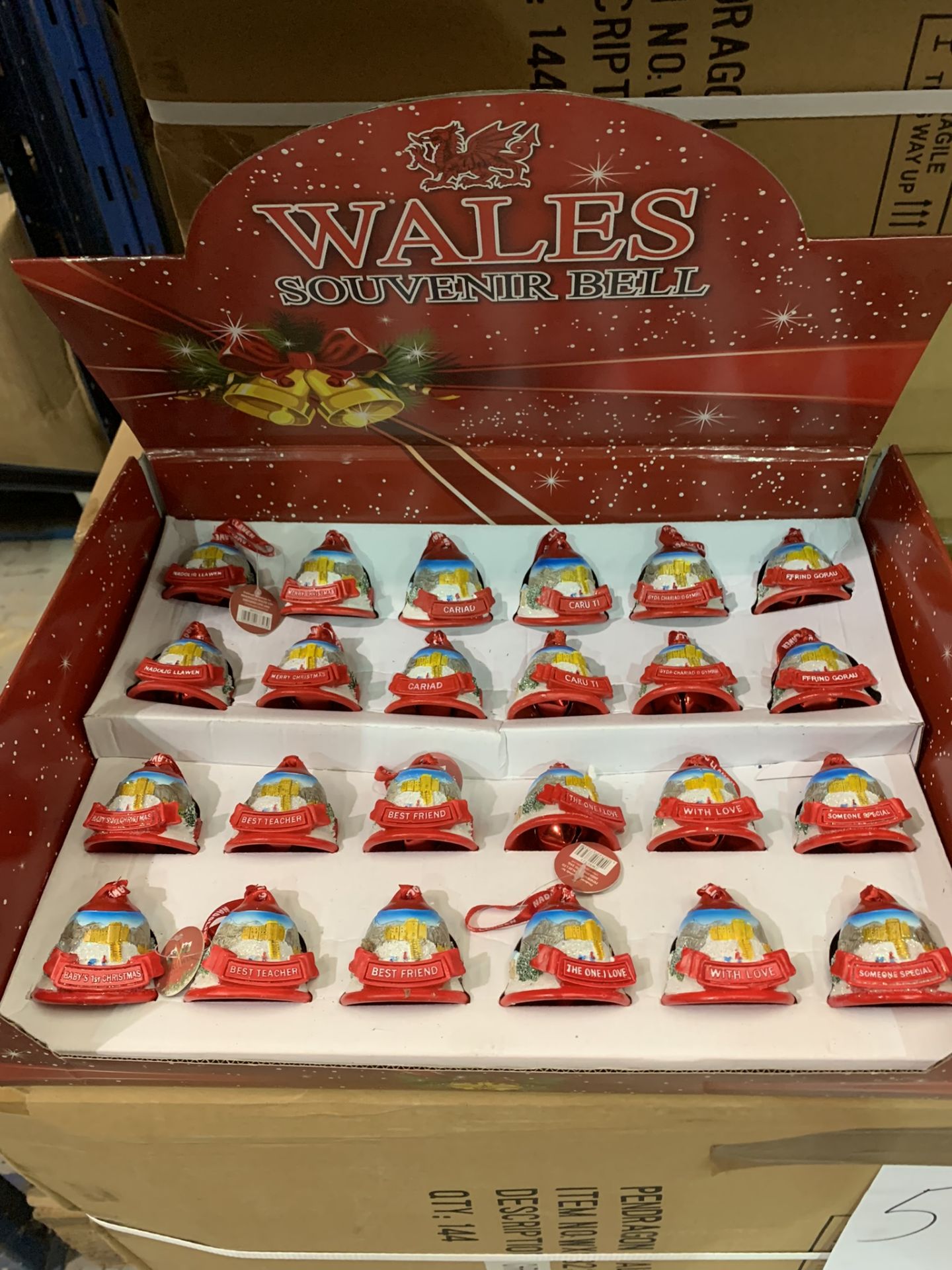 552 x Wales Souvenir Hanging Bells w/ Slogans