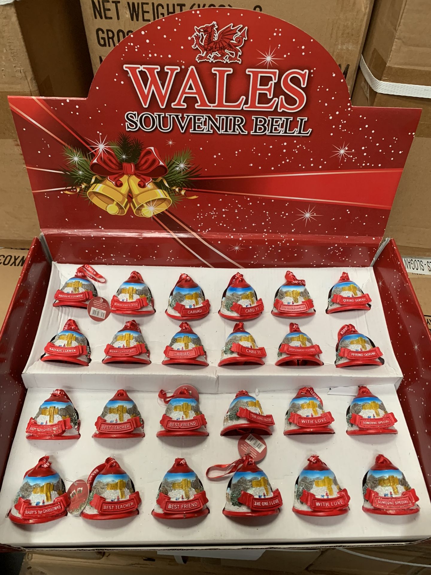 552 x Wales Souvenir Hanging Bells w/ Slogans