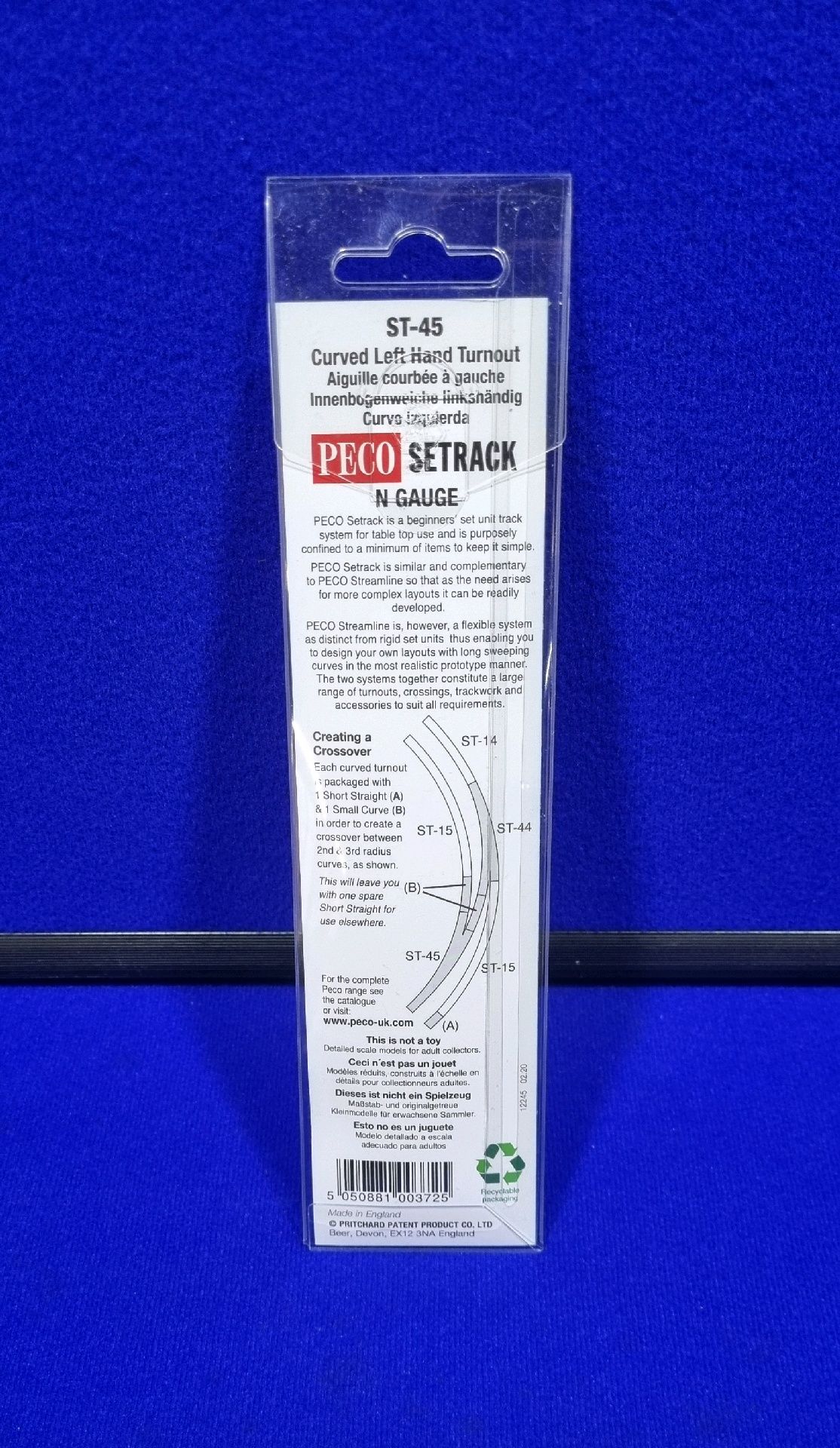 1 x Peco N Scale L/H Curved Turnout ST-45 RRP £19.96 - Image 2 of 2