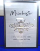 Manchester Bee Print Black Frame 640 mm x 470 mm