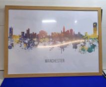 Manchester Skyline Print Beech Frame 890 mm x 645 mm