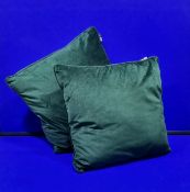 2 Malini Bottle Green Velvet Effect Cushions