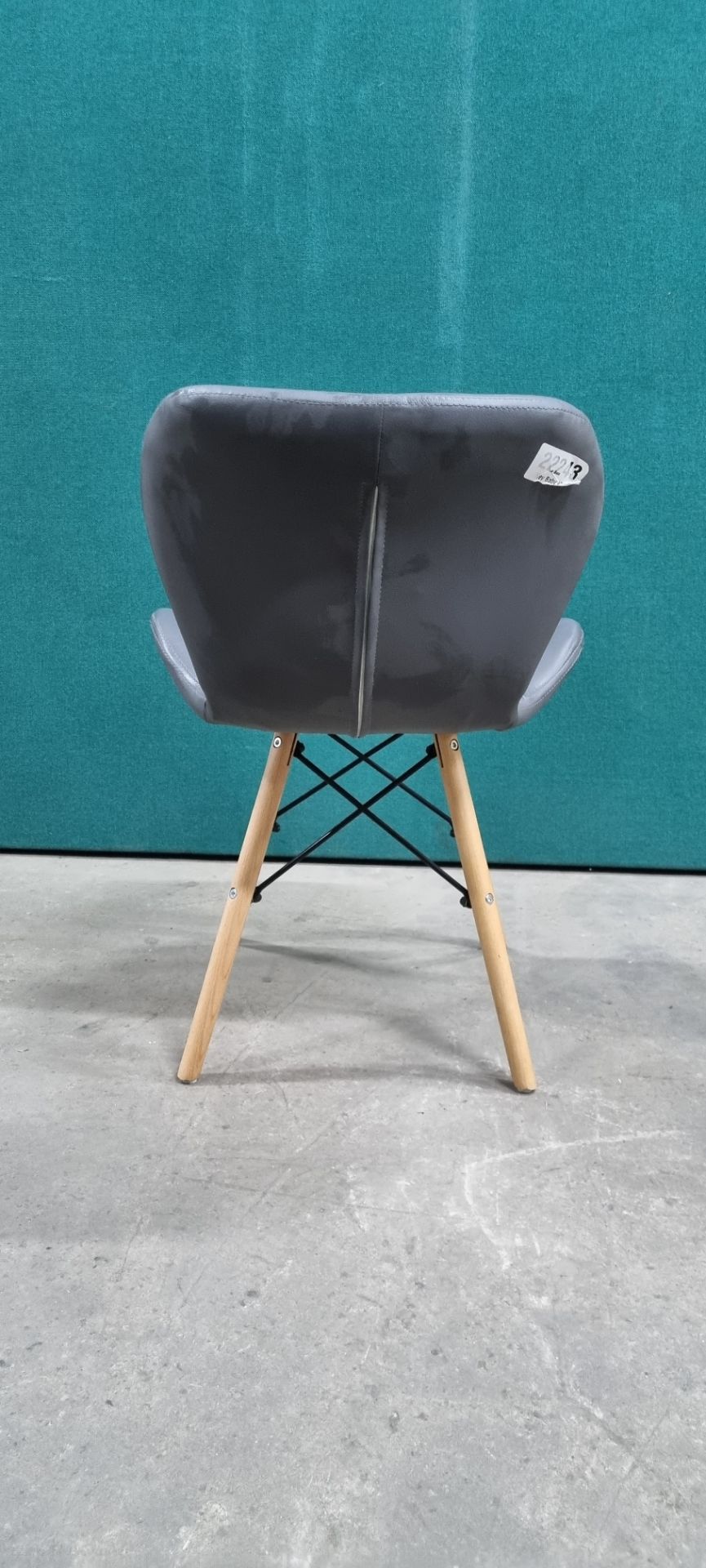 Grey Leather Effect Chair With Pine Legs 710mm High - Image 3 of 3
