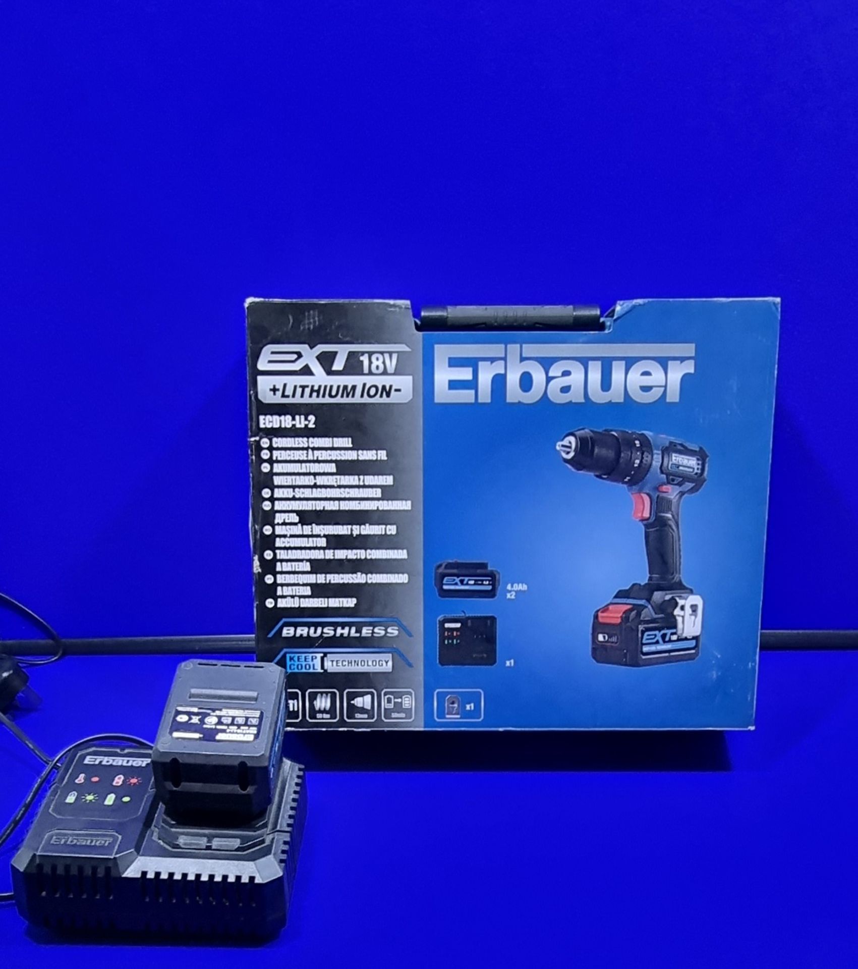 Erbauer ECD18-LI-2 Cordless Combi Drill In Case With Spare Battery And Charger