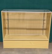 2 x Beech Display Cabinets With 2 Glass Shelves 1220mm x 460mm x 975mm
